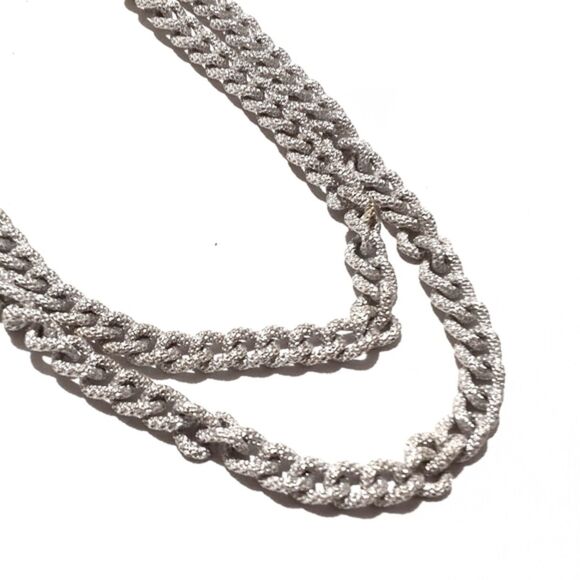 Vintage Long Textured Aluminum Link Chain Necklace 54" Mid Century - Picture 5 of 5